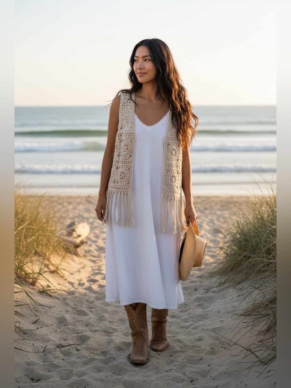 Classic White Knee Length 100% Cotton Slipdress with lace trim